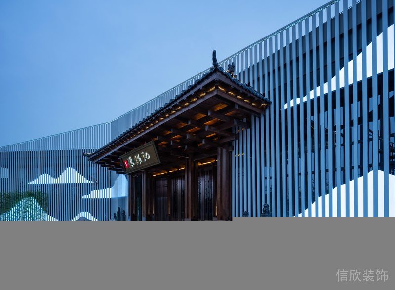 鏤空墻體創(chuàng)意設計餐廳裝修木質門框店鋪效果圖