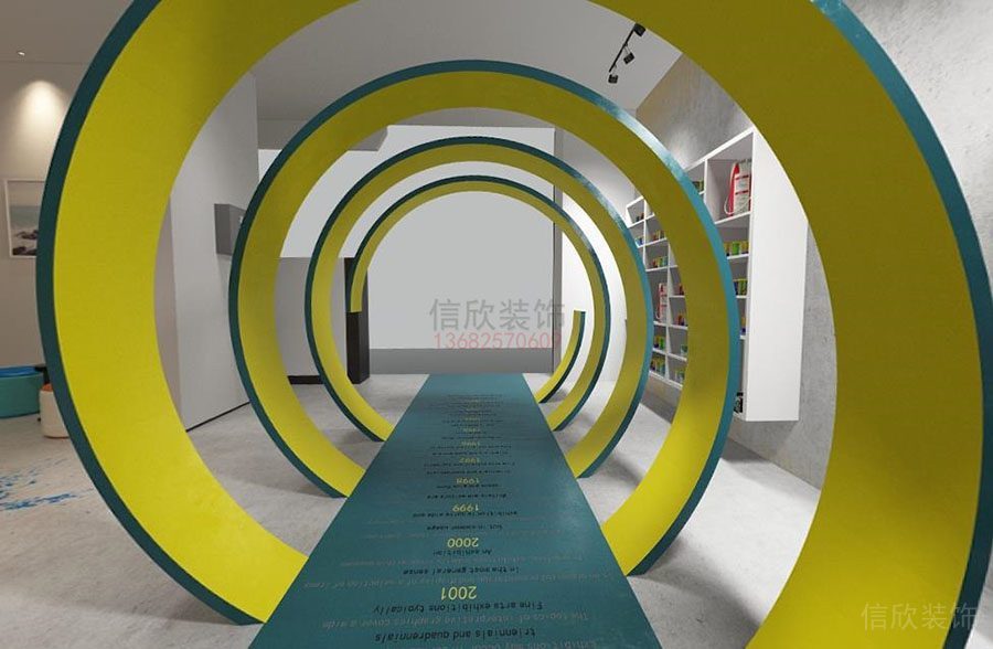 深圳三棵樹油漆展廳裝修設(shè)計 圓形通道