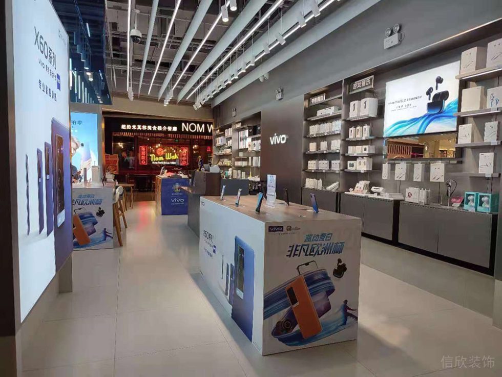 深圳羅湖現(xiàn)代風格vivo專賣店裝修條形天花