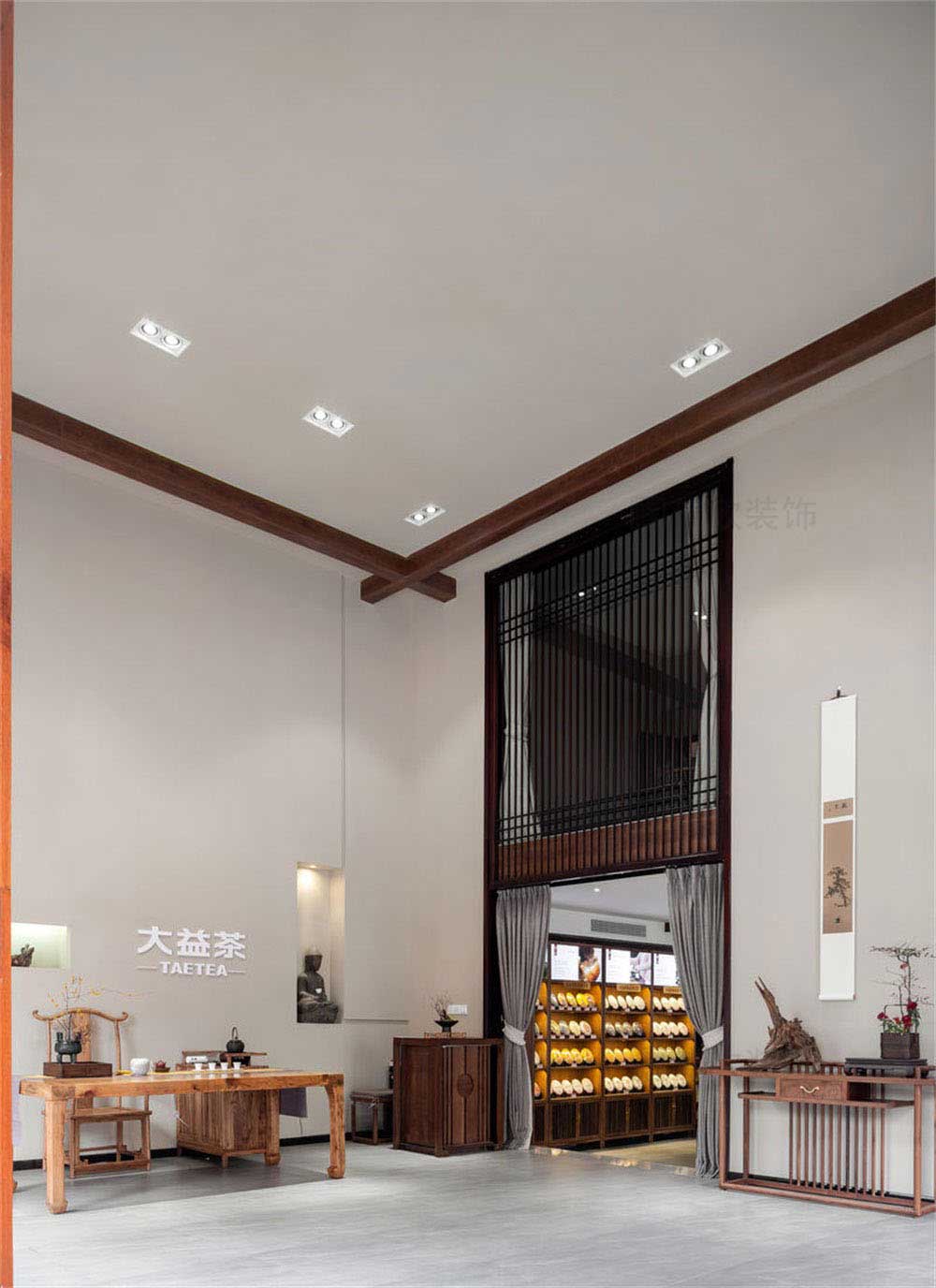 深圳龍崗新中式茶館裝修設(shè)計(jì)前廳