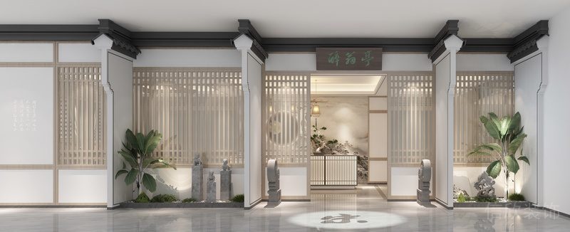 餐廳入戶(hù)式微景觀創(chuàng)意石板材設(shè)計(jì)鏤空平推門(mén)設(shè)計(jì)圖