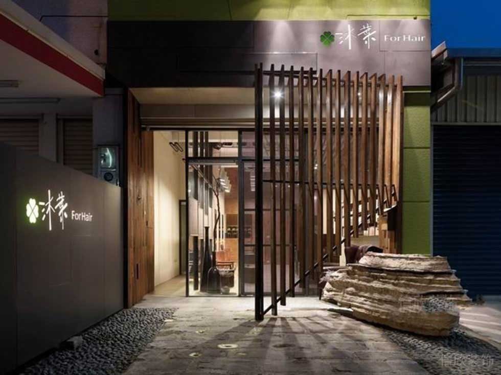 鵝軟石地板裝修燈飾設(shè)計(jì)日式門店柵格板木質(zhì)效果圖店鋪