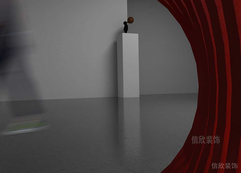 辦公室過道裝修現代極簡風產品展示柜區域設計圖