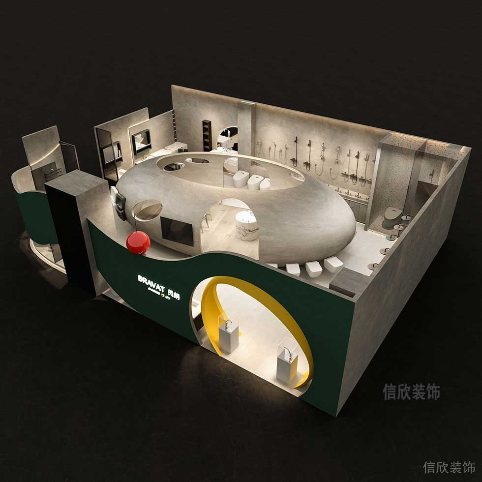 店鋪裝修鏤空墻體設(shè)計(jì)工業(yè)風(fēng)展廳水龍頭墻體懸掛區(qū)域設(shè)計(jì)