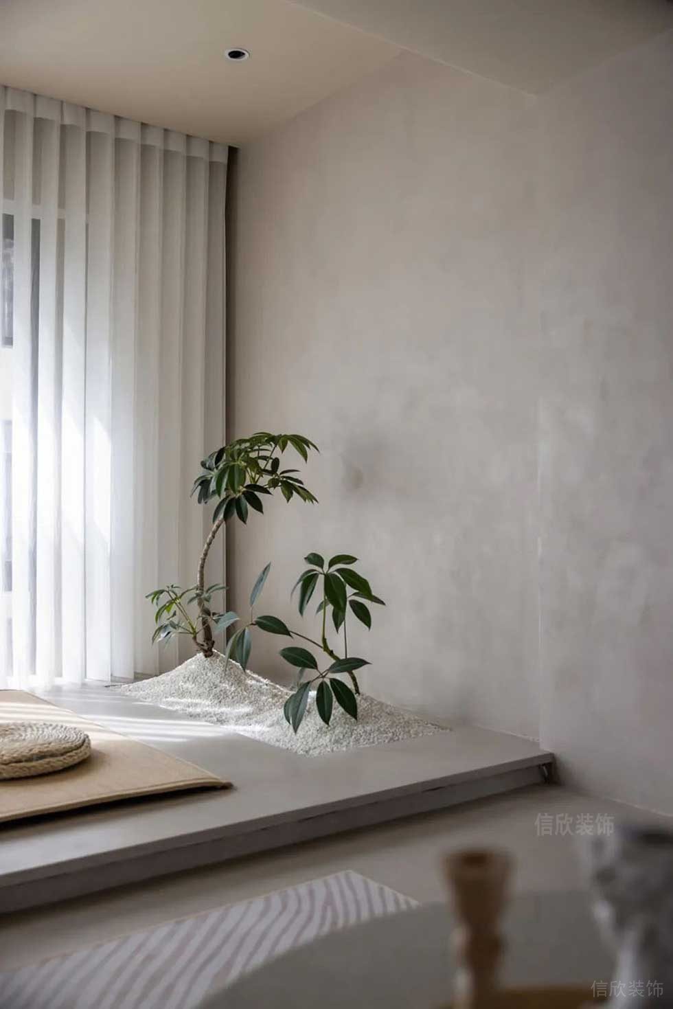 新中式風(fēng)格辦公空間茶室綠植景觀效果圖