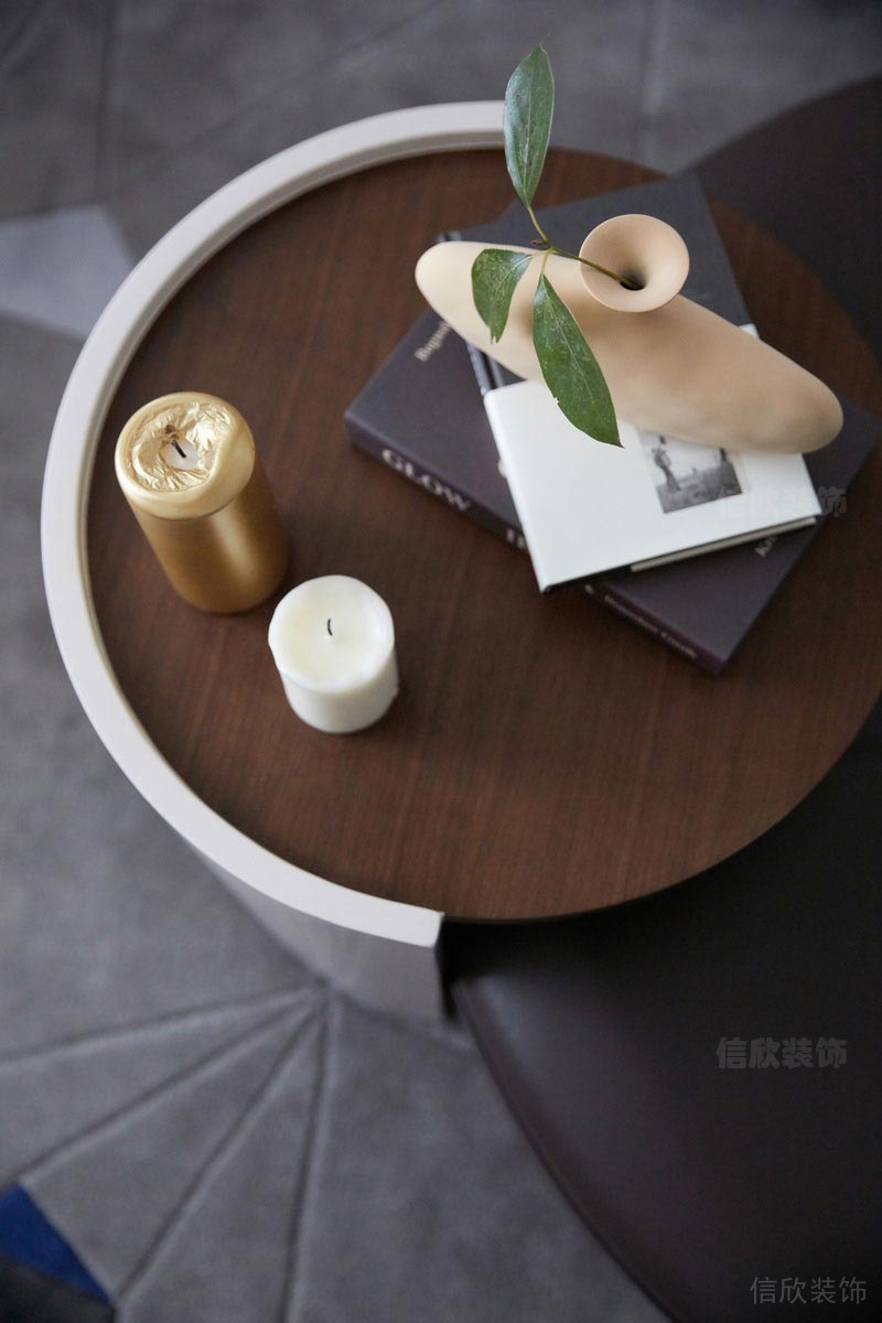 茶幾圓形休息區(qū)木質(zhì)簡(jiǎn)約效果圖全屋定制家居美學(xué)裝修