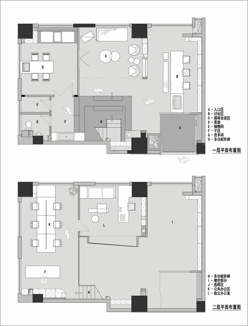 200平方復(fù)式樓辦公室裝修平面圖