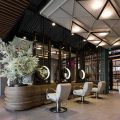 店鋪復(fù)古裝修實(shí)木設(shè)計(jì)發(fā)型設(shè)計(jì)工作室裝修鏡面植物效果圖
