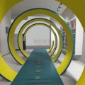 展示區(qū)圓形通道拱門展示柜效果圖設(shè)計