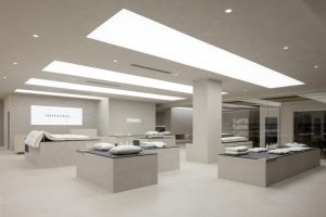 深圳市龍崗區(qū)中心城現(xiàn)代風科技枕專賣店裝修大廳