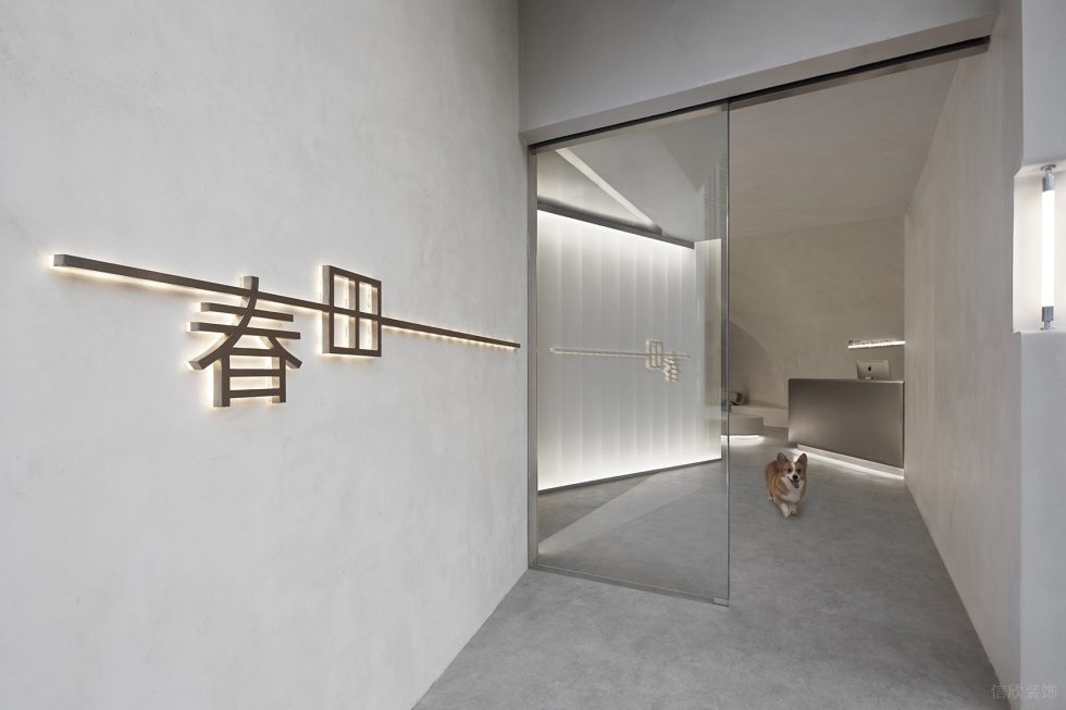 深圳市龍崗區(qū)龍崗中心城春田寵物醫(yī)院裝修設計-幾何形入戶