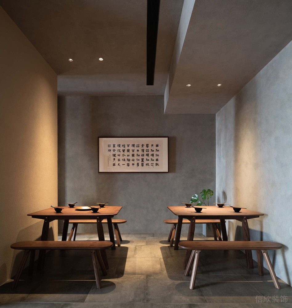 深圳市龍崗區(qū)中式風(fēng)格餐廳原木餐桌椅裝修設(shè)計(jì)