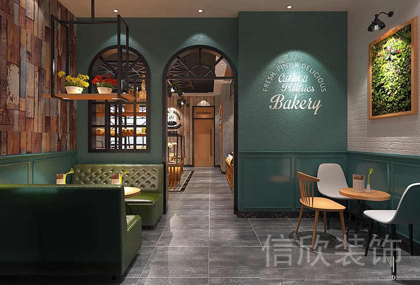 羅湖布心綠色面包店綠色沙發(fā)裝修設(shè)計