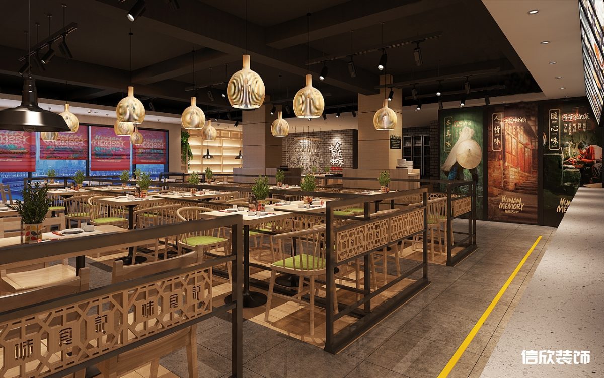 深圳寶安西鄉(xiāng)快餐店過道隔斷裝修設(shè)計(jì)