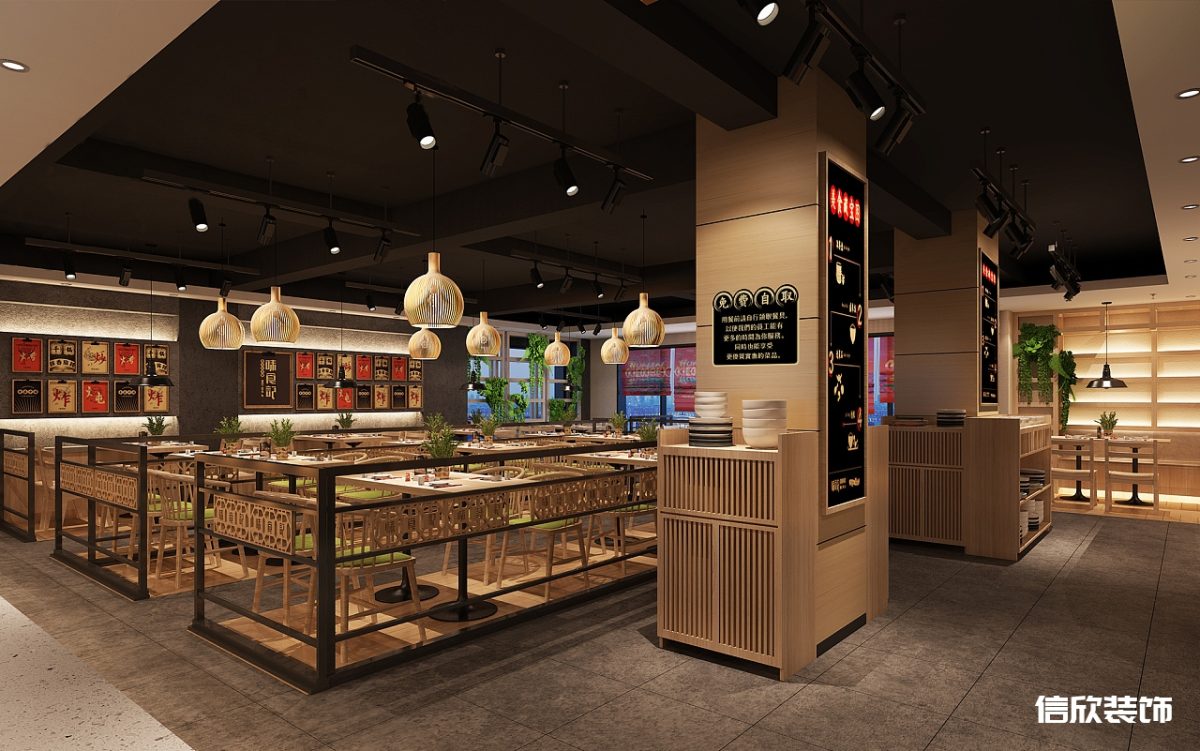 深圳寶安西鄉(xiāng)快餐店戶餐區(qū)隔斷裝修設(shè)計(jì)